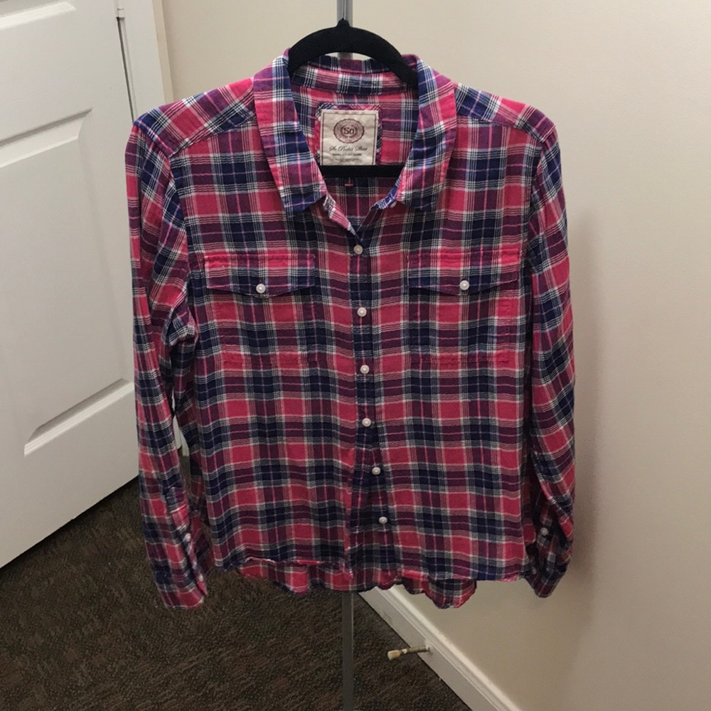 Pink and Blue Plaid Flannel